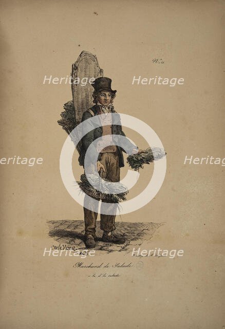 Salad seller. From the Series "Cris de Paris" (The Cries of Paris), 1815. Creator: Vernet, Carle (1758-1836).