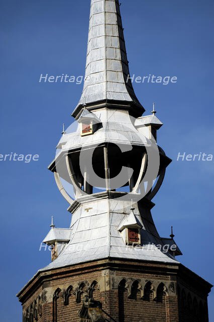Detail of the Campanile, St. Catherine's Cathedral, Utrecht, Netherlands, 2013.  Creator: LTL.