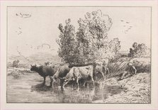 The Trough, 1864. Creator: Charles Emile Jacque.