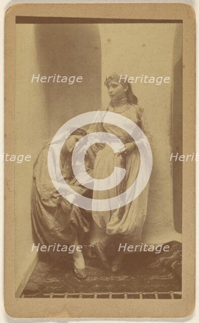 Orientalist studio portrait of two woman, about 1868. Creator: Unknown.
