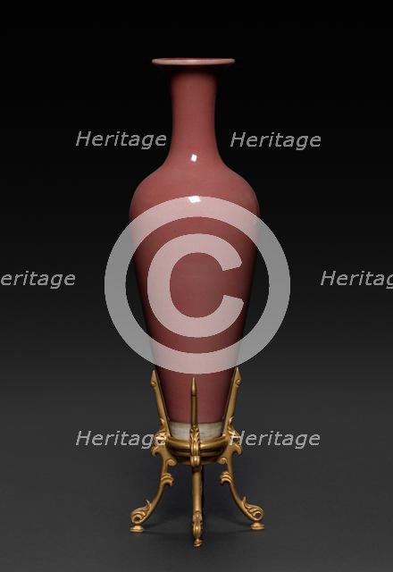 Bottle with Peach Bloom Glaze, 1662-1722. Creator: Unknown.