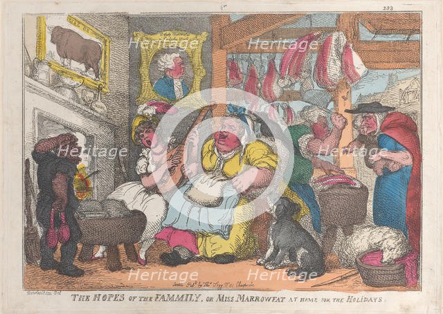 The Hopes of the Family, or Miss Marrowfat at Home for the Holidays, 1809-13., 1809-13. Creator: Thomas Rowlandson.