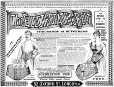 Advertisement for the Electropathic Belt, 1895. Creator: Unknown.