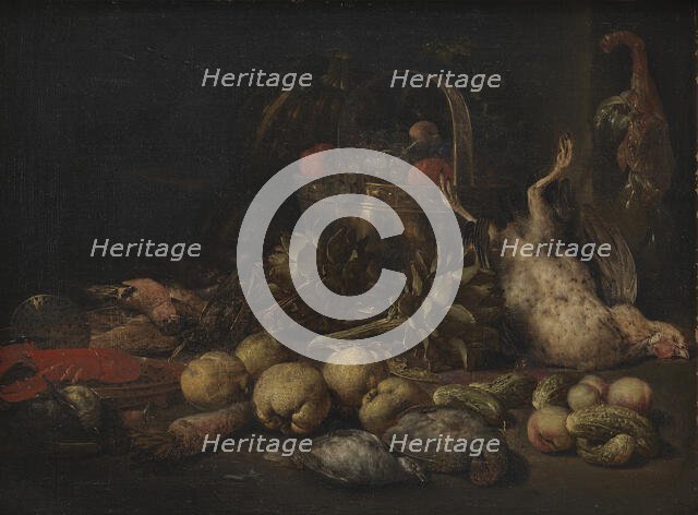 Still Life with Fruit and Birds, 1636-1691. Creator: Peeter Gysels.