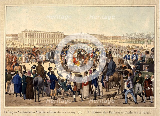 The Coalition army enters Paris on March 31, 1814, Early 19th cen.. Artist: Anonymous  