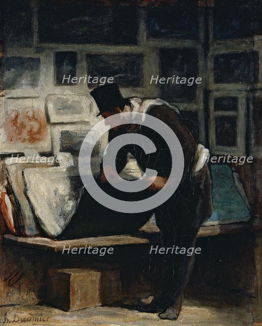L'amateur d'estampes, c.1860. Creator: Honore Daumier.