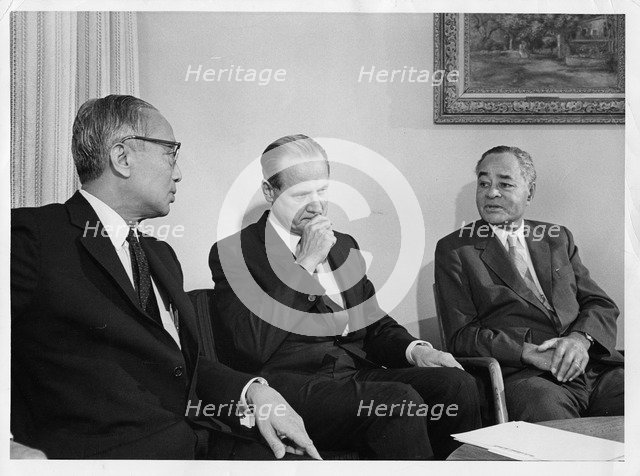 Ralph J Bunche (1904-1971), Diplomat and United Nations official, 1970. Artist: Unknown