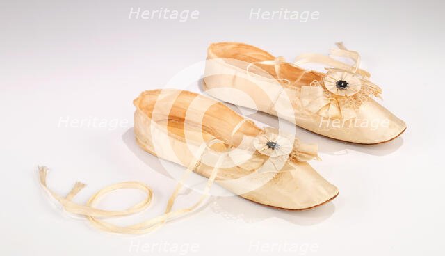 Wedding slippers, probably French, 1857. Creator: Unknown.