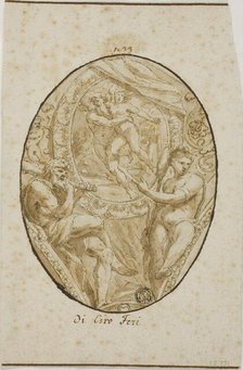 Spandrel with Rape of Orytheia Flanked by Hercules and Omphale, n.d. Creator: Unknown.