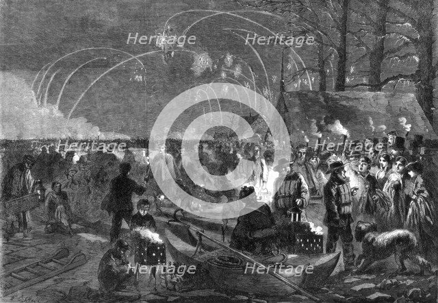 Night secene on the Serpentine, London, 19th century. Artist: Unknown