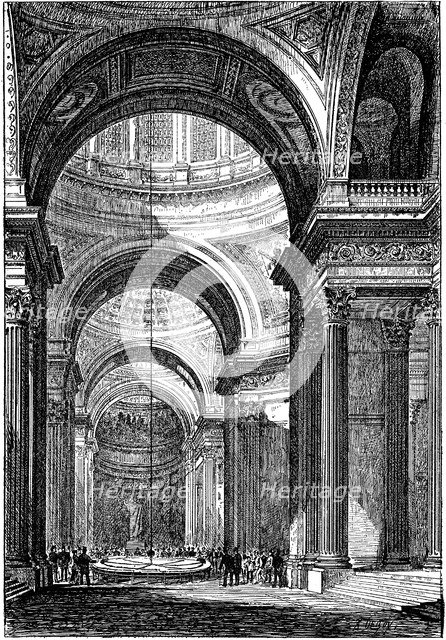 Foucault's pendulum in the Pantheon, Paris, 1851 (1887). Artist: Unknown