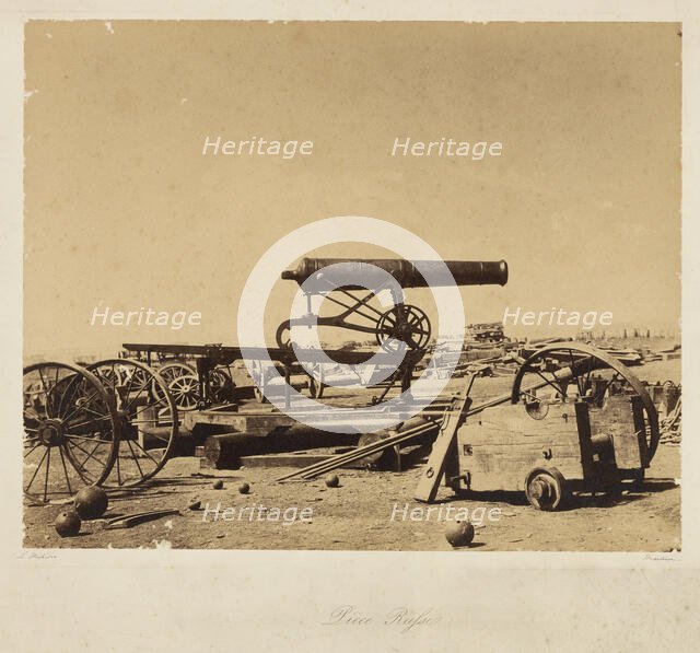 A Russian Cannon. From: Souvenir de la Guerre de Crimee, 1855. Creator: Méhédin, Léon-Eugène (1828-1905).