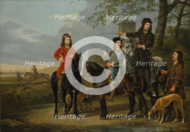 Equestrian Portrait of Cornelis (1639-1680) and Michiel Pompe van Meerdervoort..., ca. 1652-53. Creator: Aelbert Cuyp.