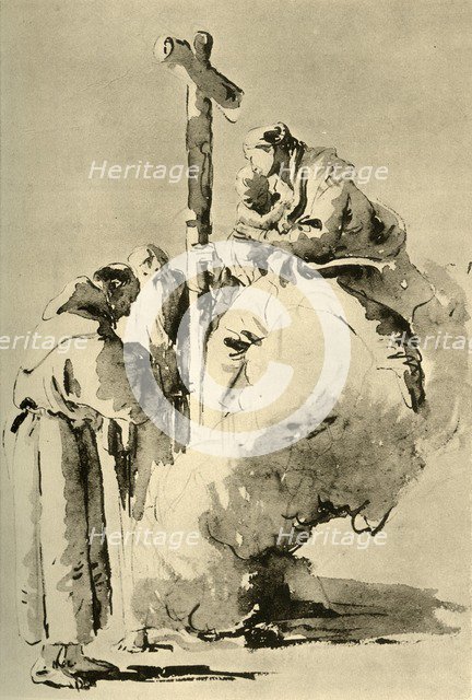 'Madonna with two holy Monks', mid 18th century, (1928). Artist: Giovanni Battista Tiepolo.