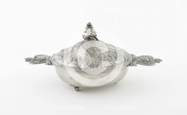 Covered Bowl (Écuelle) with Representations of French Rivers, France, 1878/1892. Creator: Jules-Paul Brateau.