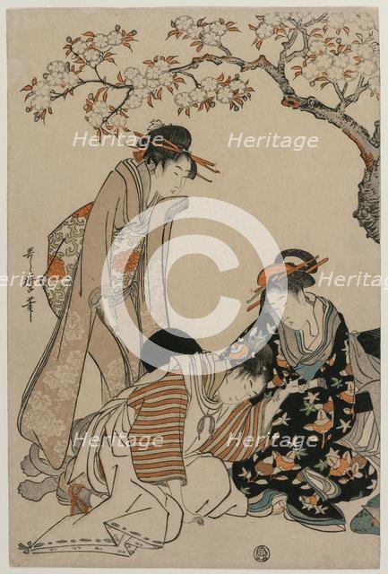 Parody of an Imperial Carriage Scene, c. 1798. Creator: Kitagawa Utamaro (Japanese, 1753?-1806).