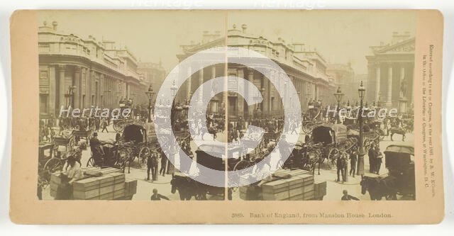 Bank of England, from Mansion House, London, 1891. Creator: BW Kilburn.