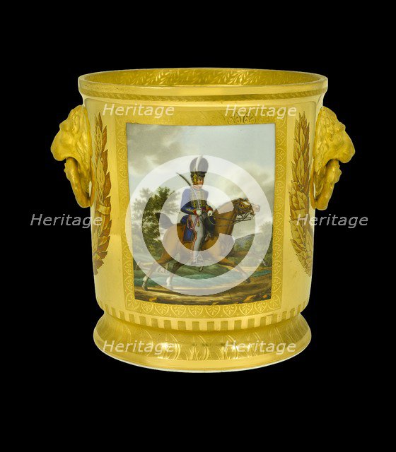 Wine cooler showing an officer of the Royal Horse Artillery, 1817-1819. Artist: Unknown.