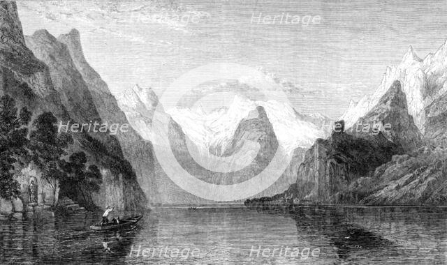 "Sunrise on the Königs See, Berchtesgaden, Bavarian Alps", by W. C. Smith, in the exhibition...1864. Creator: J Cooper.