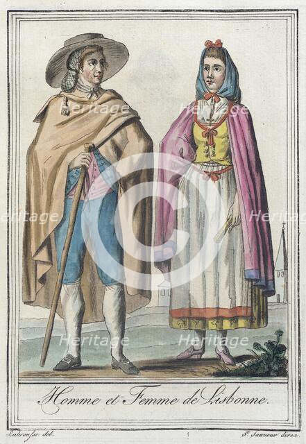 Costumes de Différents Pays, 'Homme et Femme de Lisbonne', c1797. Creator: Jacques Grasset de Saint-Sauveur.