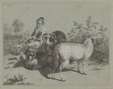 Seated Shepherdess with Three Rams, 1762. Creator: Francesco Londonio.