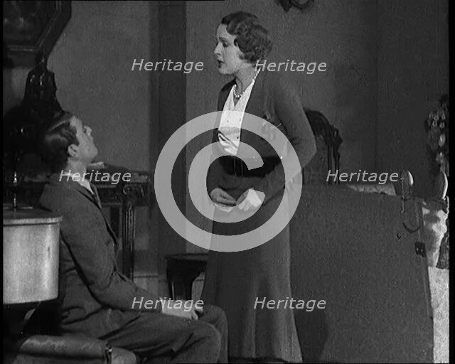 Actors on the Stage Performing the Play 'While Parents Sleep'. the Female Character is Wear..., 1931 Creator: British Pathe Ltd.