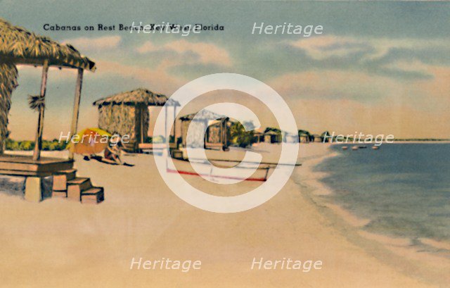 'Cabanas on Rest Beach, Key West, Florida', c1940s. Artist: Unknown.