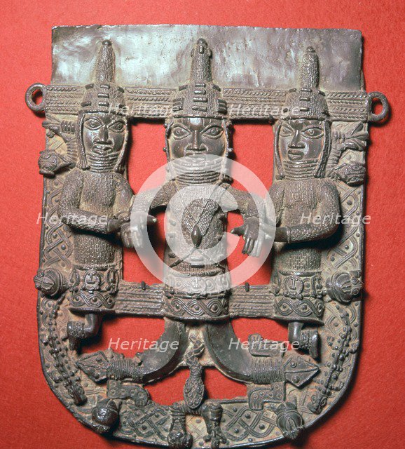 Bronze plaque of the Oba of Benin in his divine aspect. Artist: Unknown