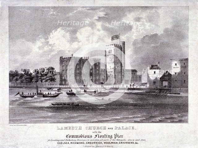 Lambeth Church and Palace, London, c1860. Artist: F Alvey