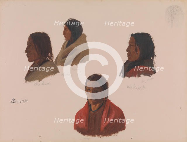 Studies of Indian Chiefs Made at Fort Laramie, ca. 1859. Creator: Albert Bierstadt.