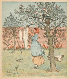 'The Maid was in the Garden, Hanging out the Clothes', 1880.  Creator: Randolph Caldecott.