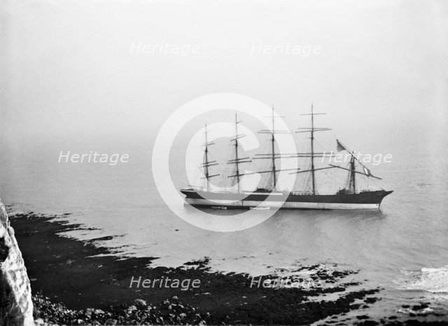 The German schooner 'Preussen', run aground in St Margaret's Bay, Kent, 1910. Artist: Annette Evelyn Darwall.