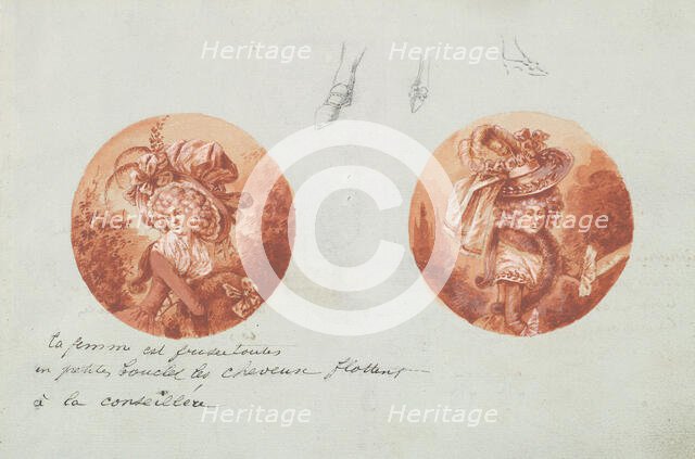 Two Costume Designs or Portrait Types, ca. 1785-90. Creator: Anon.