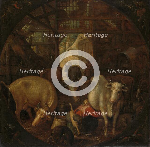 Cows in a Stable; Witches in the Four Corners, 1615. Creator: Roelandt Savery.