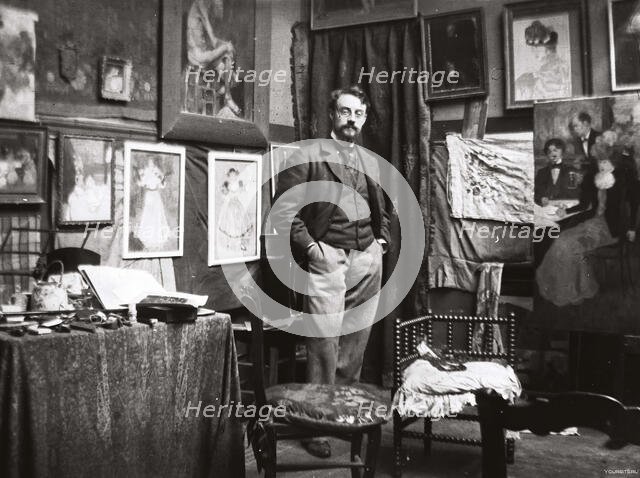 Henri Matisse in the workshop of Henri Evenepoel. Paris, 1897. Creator: Evenepoel, Henri Jacques Edouard (1872-1899).