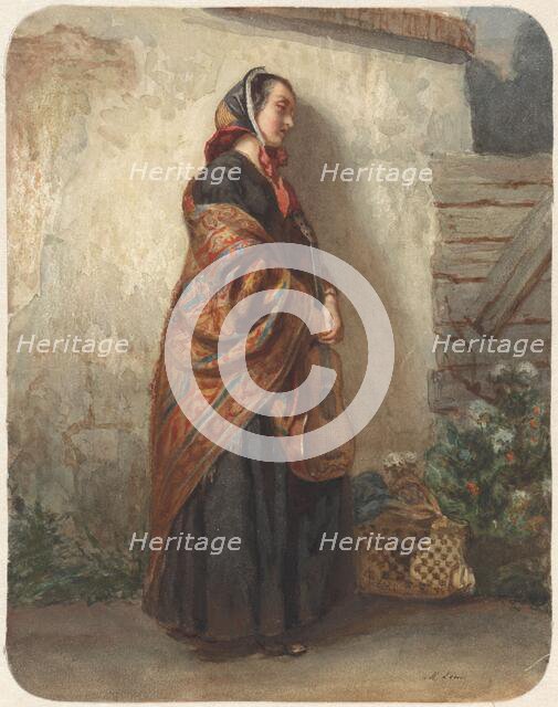 Standing woman with guitar, 1848-1865. Creator: Maurits Leon.