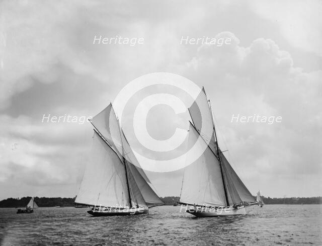 Mayflower and Galatea, the start, 1886 Sept 7. Creator: John S Johnston.
