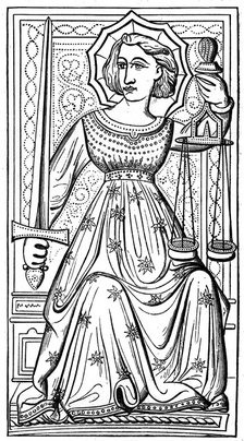 'Justice', tarot card, 14th century, (1870). Artist: Unknown