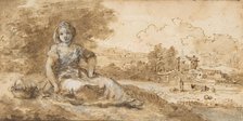 Seated Girl in a Landscape, 1702-88. Creator: Francesco Zuccarelli.