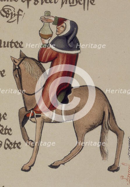 The Physician on horseback and carrying a jar, 1911. Creator: Unknown.