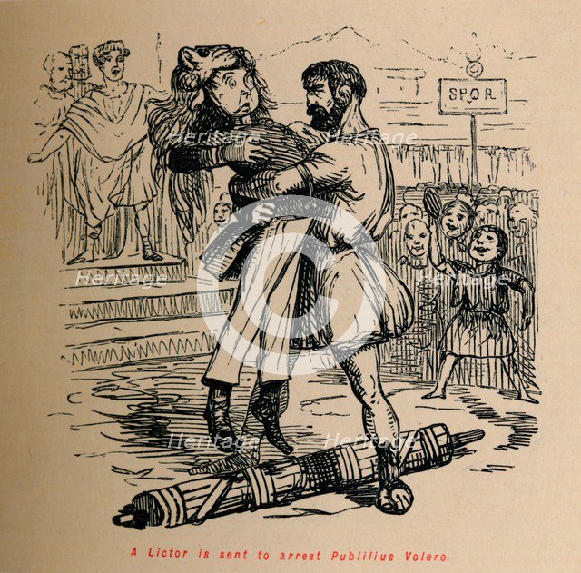'A Lictor is sent to arrest Publilius Volero', 1852. Artist: John Leech.