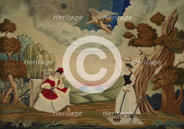 Embroidered picture-allegorical scene with the personification of Poland, after 1831. Creator: Unknown.