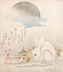 Moon; White Hare in Snow, probably 1819. Creator: Taisosai Hokushu.