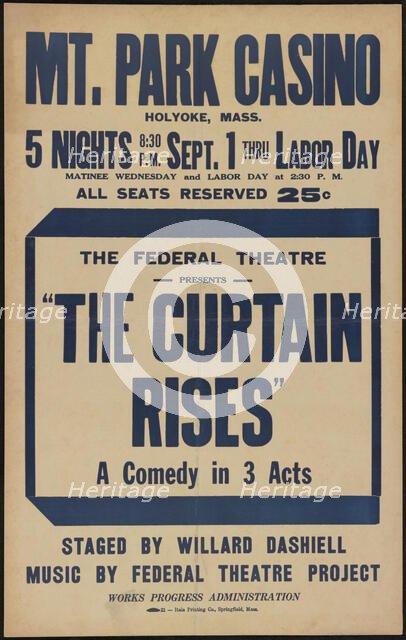 The Curtain Rises, Holyoke, MA, 1937. Creator: Unknown.