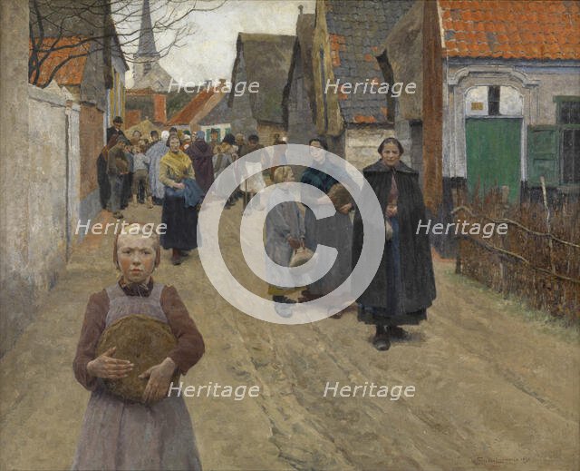 The Distribution of Bread in the Village, 1892. Creator: Frans van Leemputten.