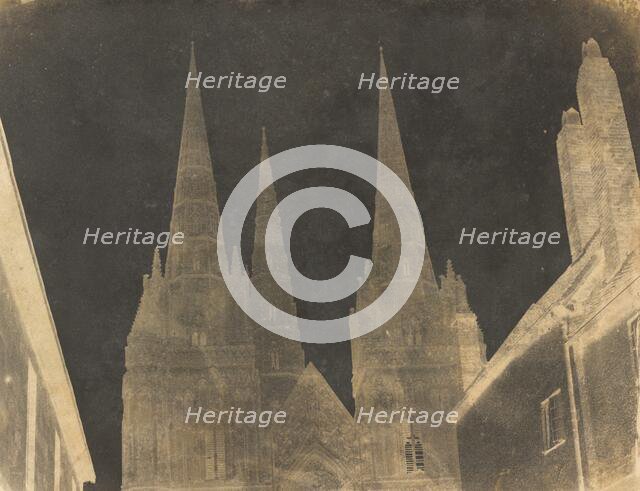 Study of the Spires of Lichfield Cathedral, 1845-1850. Creator: Reverend Calvert Richard Jones.