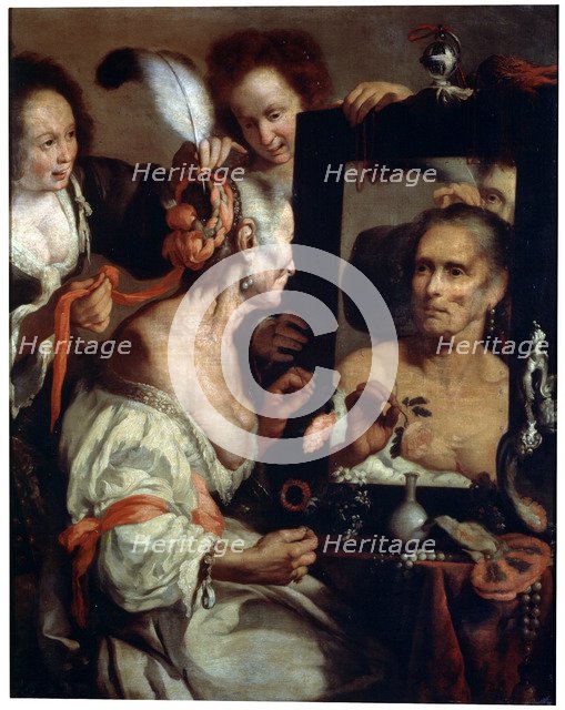 'Old Coquette' (Vanitas), after 1630.  Artist: Bernardo Strozzi