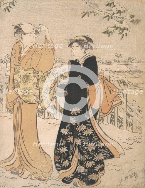 Two Women on Matsuchi Hill Edo, ca. 1784. Creator: Torii Kiyonaga.