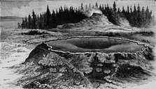 'Castle Geyser and Fire Basin', 1873, (1883). Artist: Unknown.