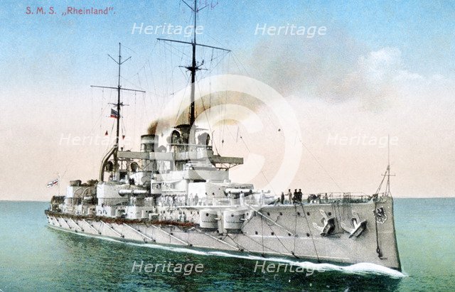German battleship 'Rheinland', c1910-1918. Artist: Unknown